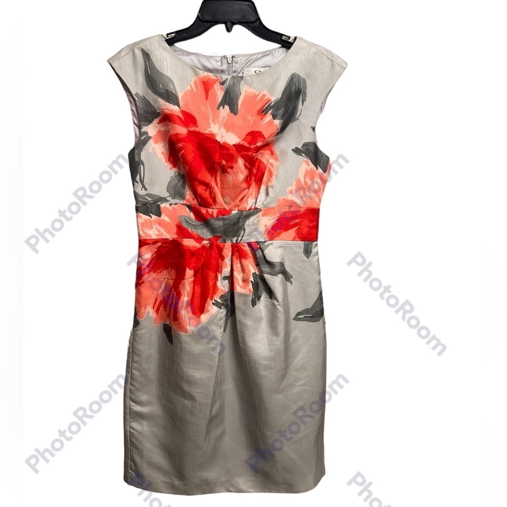 SD Collection Sleveless Dress size 6 silver coral floral